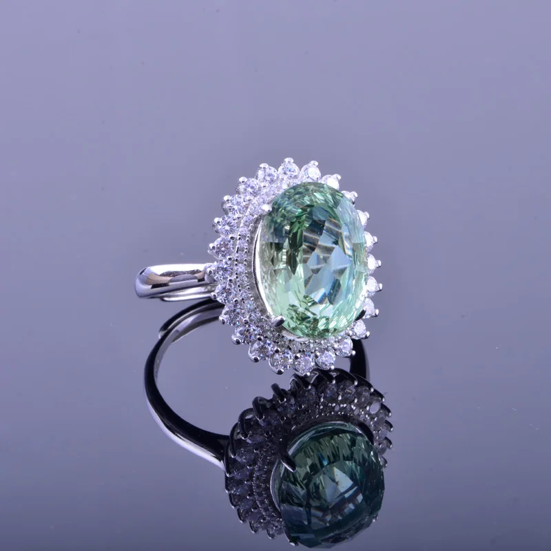 Женское кольцо из серебра 925 пробы CSJ элегантное овальное вогнутое с зеленым