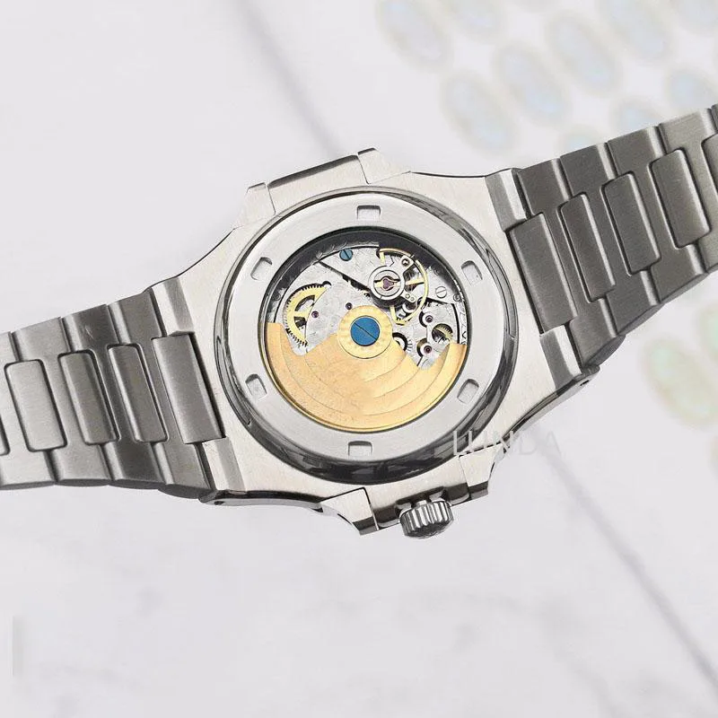 

Brand New Luxury Mens Rose Gold Stainless Steel Watches Mechanical Automatic Black Blue Sport NAUTILUS 5711 Sapphire