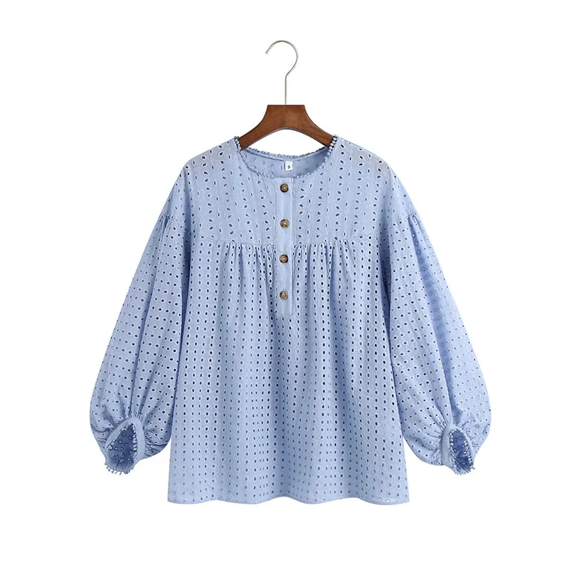 

Женская универсальная Повседневная Свободная блузка, белая блузка с вышивкой и рукавами-фонариками, весна-лето 2021