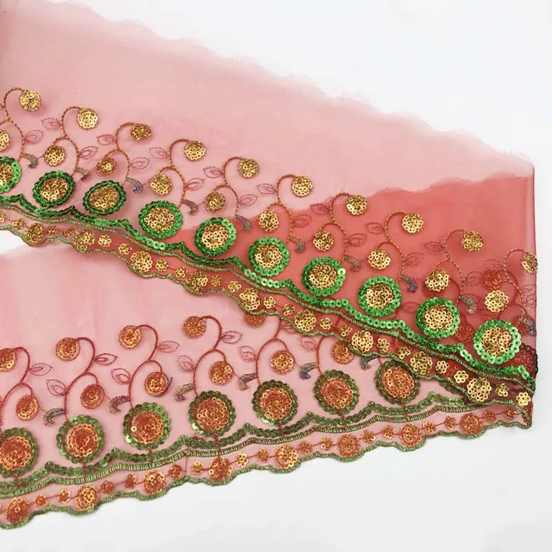 

10 ярдов кружевная отделка с вышивкой, красная, зеленая, розовая, синяя лента, домашние шторы, ткань для свадебного платья, бесплатная доставка, ширина 16 см