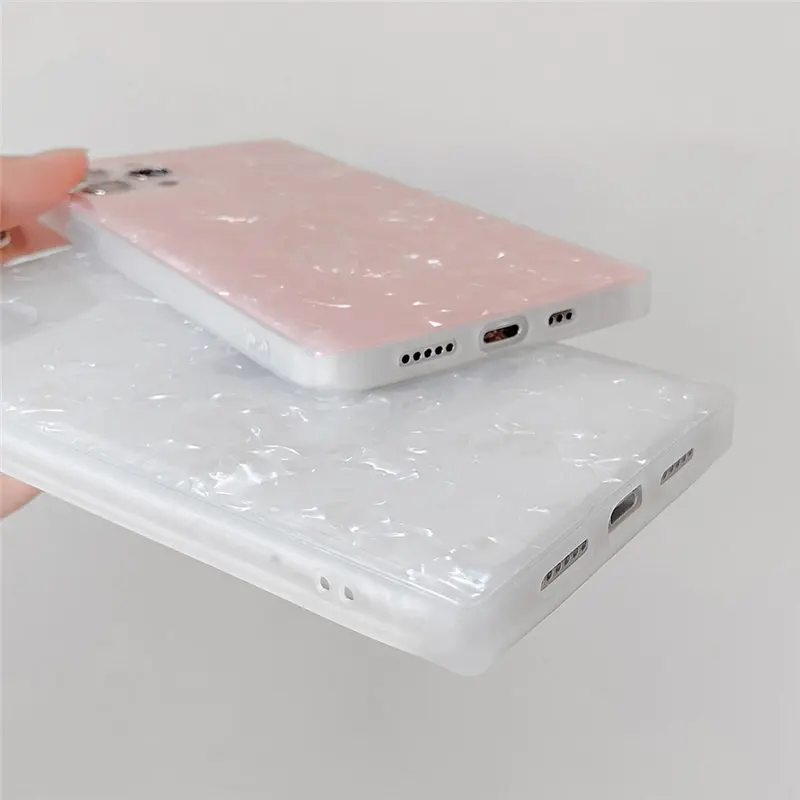 

Glitter Dream Shell Square Phone Case For iPhone 12Pro 11 12 Pro Max XR XS Max X 7 8 Plus 12Mini 12 11Pro 11 Soft IMD Back Cover