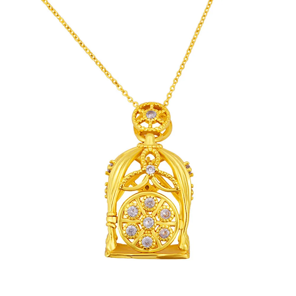 

2021 Korean Fashion Chains Original 24K Gold Color Rhinestone Cage Pendant Women's Choker Necklaces Wedding Jewelry Accessories