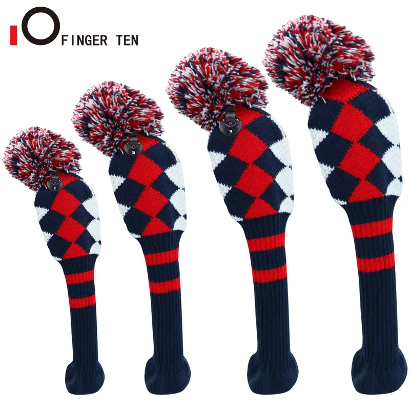 Club Driver Knitted Headcover Pom Pom Golf Head Covers Protective Set For Titleist Taylormade Callaway