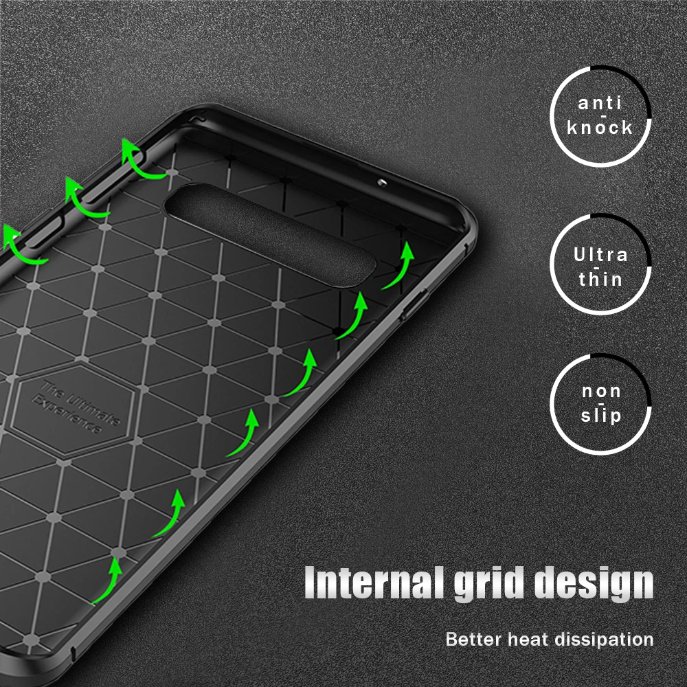 

UFlaxe Soft Phone Case for Samsung S9 S10 Plus Carbon Fiber Texture Shockproof Ultra-thin Cover Galaxy S10 Lite S10e JK