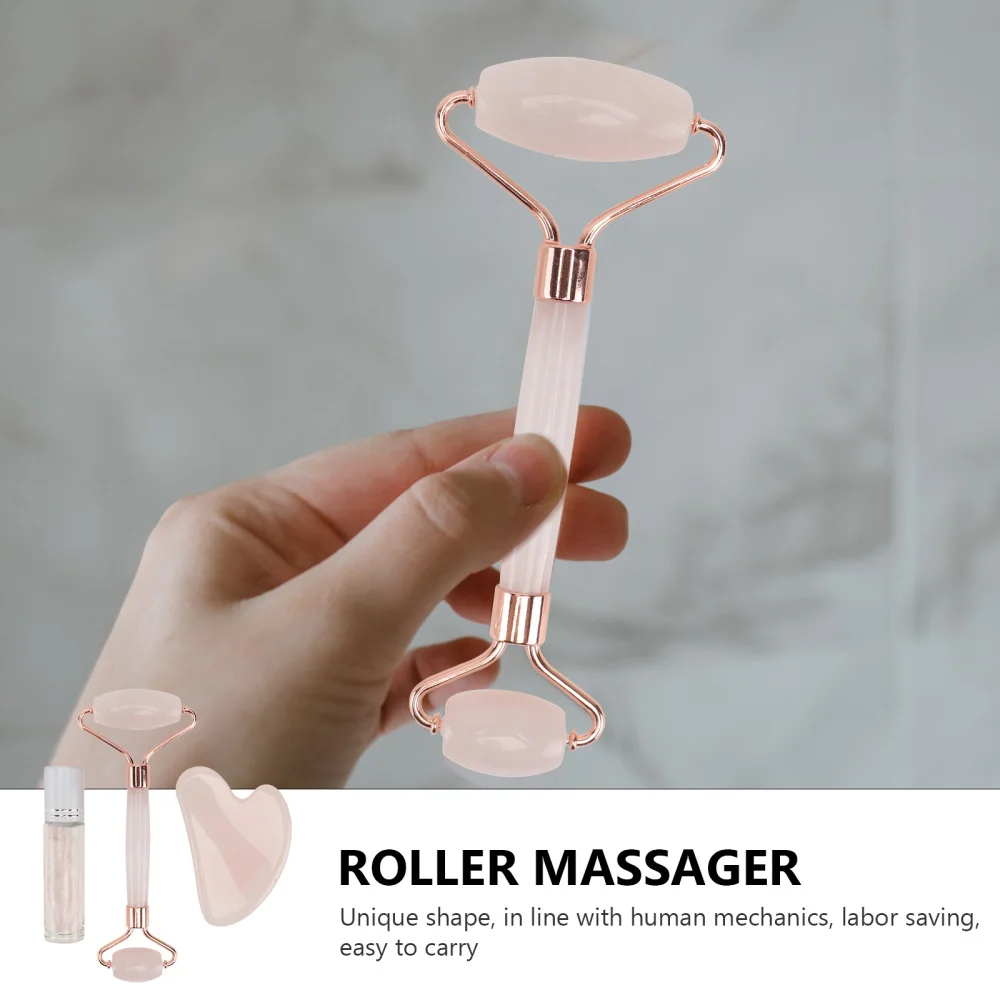 

3Pcs Natural Crystal Massager Set Beauty Apparatus Roller Scraping Plate