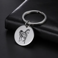 my shape horse keychain animal key ring golden silver color stainless steel round pandent key chain keyholder fashion jewelry