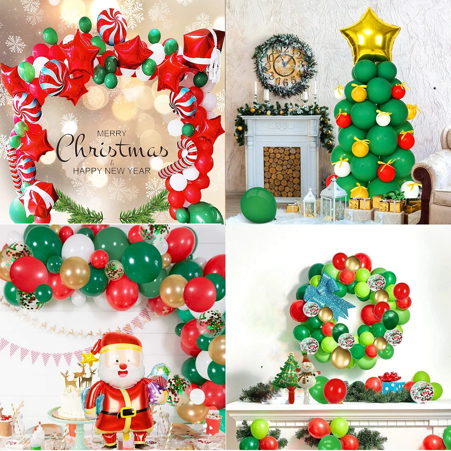 

Merry Christmas Balloon Arch Garland Kit Green Red Santa Claus Balloons for Christmas Xmas New Year Party Decorations Supplies