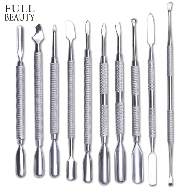 Толкатель для ногтей из нержавеющей стали 10 типов|Пушеры кутикулы| |