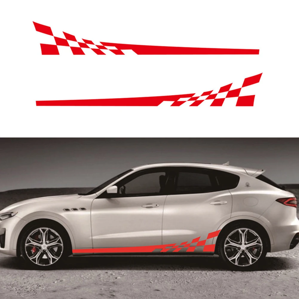 

2PCS Car Sticker Racing Decorative Sticker 220*25cm Side Body Door DIY Decoration Vinyl Graphic Decals Auto Exterior Accessories