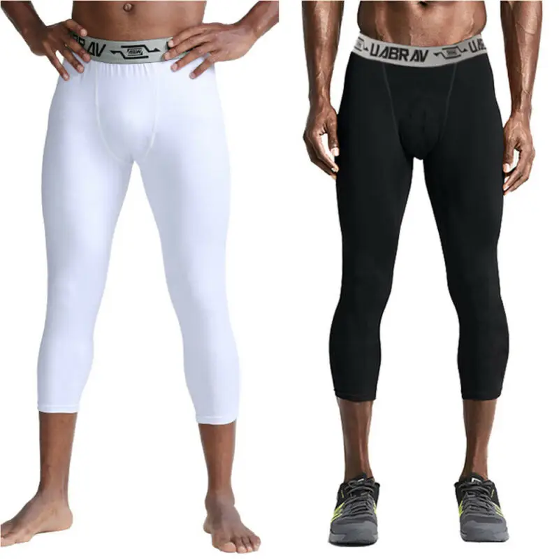 

Mens Leggings Compression Training Cropped Trouser Sport Basketball Tight Pants