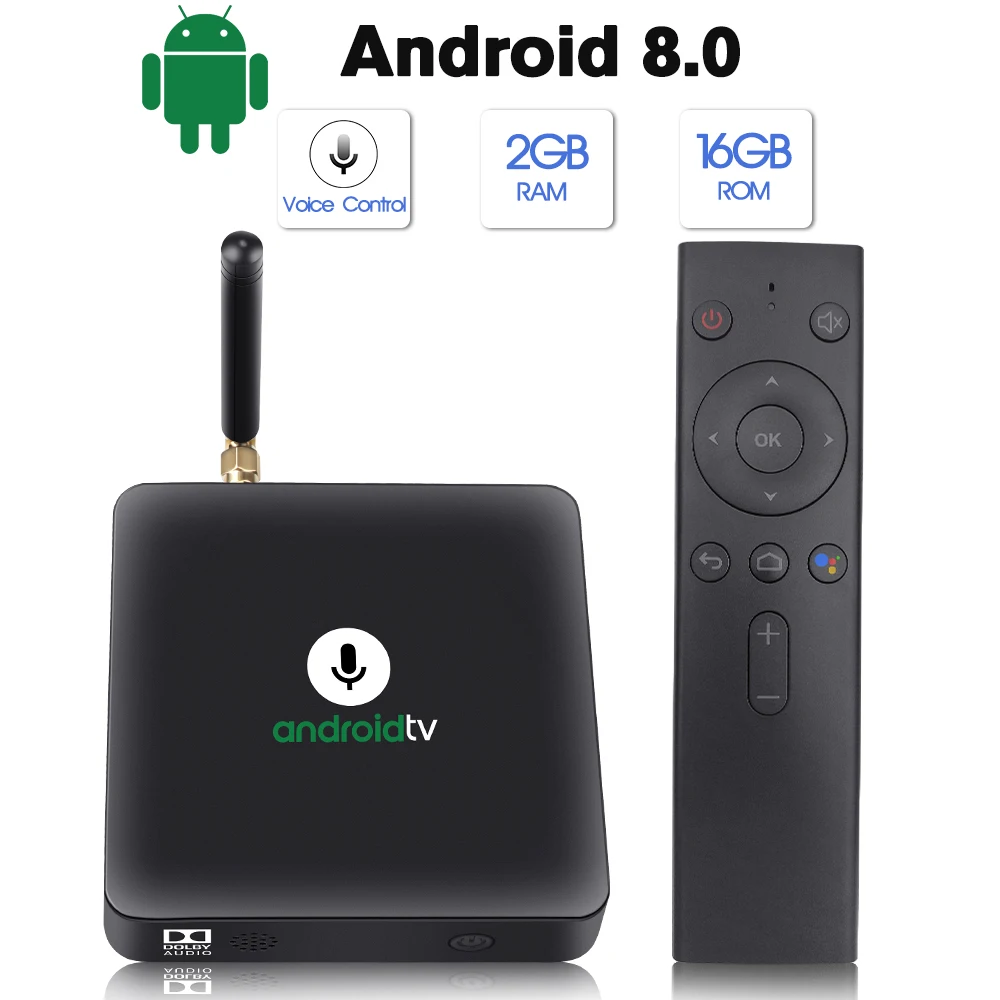 Mecool KM8 ТВ приставка Android 8,0 Голосовое управление 2 Гб 16 Гб Amlogic S905X 2,4G WiFi HDR 10 H.265 H.264 Поддержка Dolby Sound Google Cast