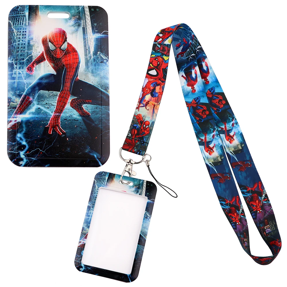 YQ437 Ultimate Spider Man Lanyard ID Badge Holder Card Cover Phone Rope Cartoons Neck Strap Keychain Key Holder Lariat Cool Gift