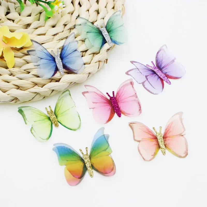 

AHYONNIEX 10PCS/lot Chiffon Yarn Butterfly Patch Sew on Applique Dress Bridal Girls Hair Accessories Shoes Bags DIY Patches