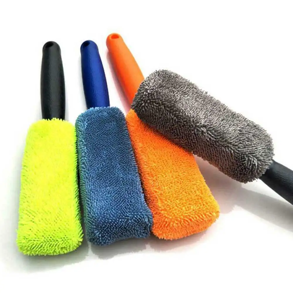 

Car Wheel Brush With Plastic Handle Portable Auto Tire Rim Cleaning Mud Remover Detailing Washing Tool Microfiber Cleaner