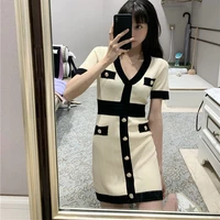 women dress 2021 summer and autumn clothes new style knitted dress graceful and fashionable stretch slim hip skirt
