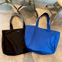 women shoulder bag 2021 canvas tote bags girl fashion casual solid color plaid shopper bags large capacity double sided handbags