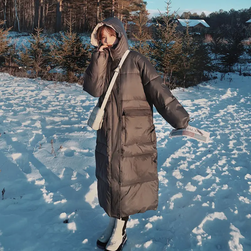 

2021 Winter New Youth Long Loose Hooded Fashion Foreign Style Warm Cotton Clothes