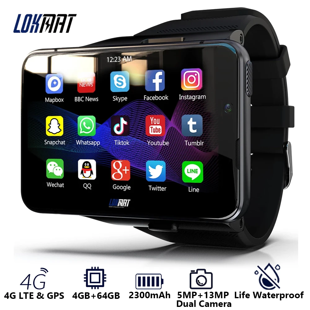 Смарт часы LOKMAT Android 4G Wi Fi ОЗУ 4 Гб ПЗУ 64 ГБ|Смарт-часы| |