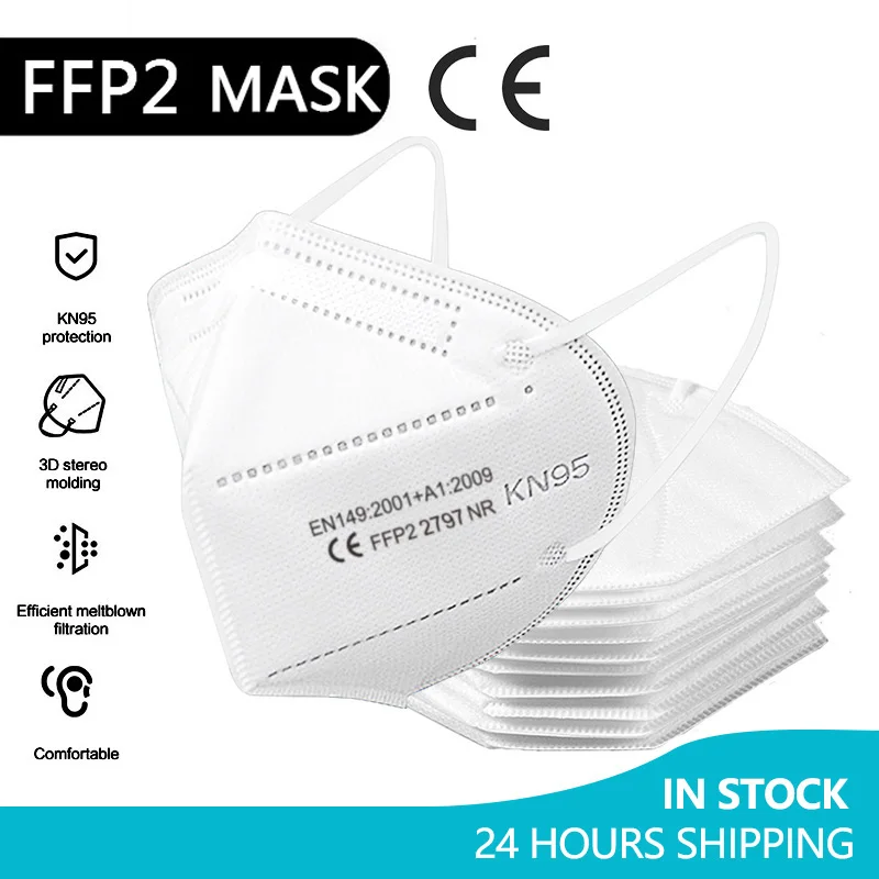 

5-200PCS KN95 Mascarilla FPP2 Homologada 5 Layers FPP2 Adult Protective Mask CE Approved Respiratory KN95 Masks Filter FFP2mask