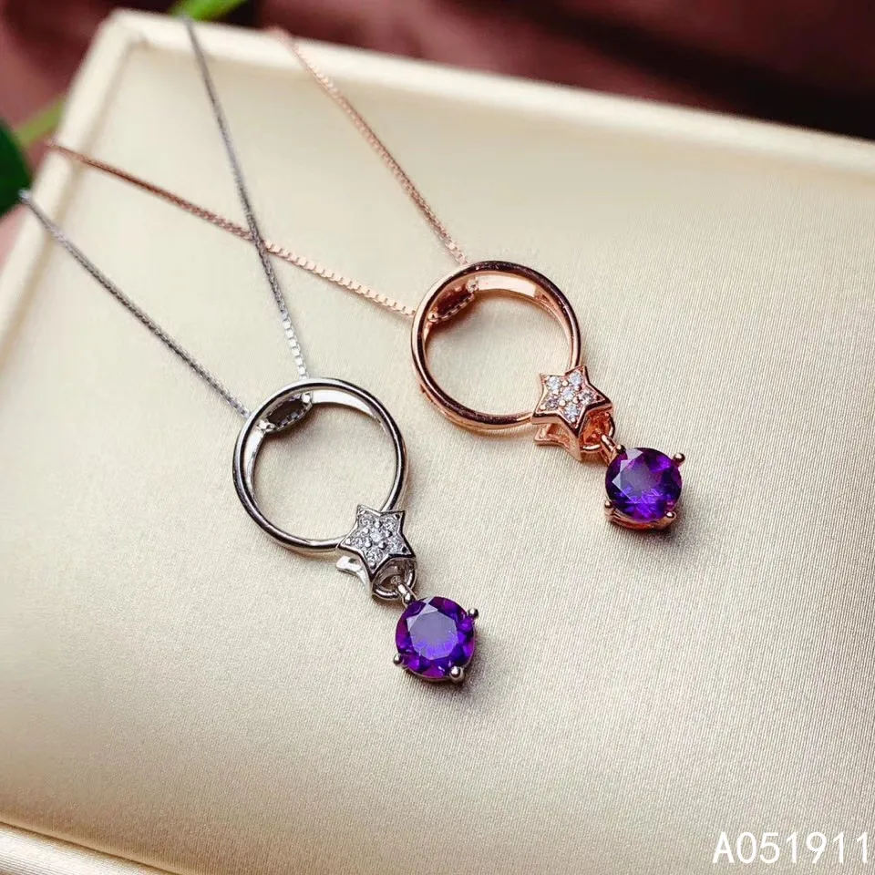 

KJJEAXCMY fine jewelry Amethyst 925 sterling silver women pendant necklace chain popular