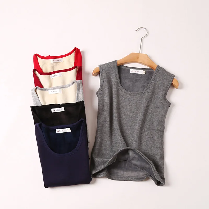

Thermal Underwear Plus Size Women Winter Warm Bottoming Vest Thickening PlusVelvet Slim Inner Tank Top Camisole Sleeveless Shirt
