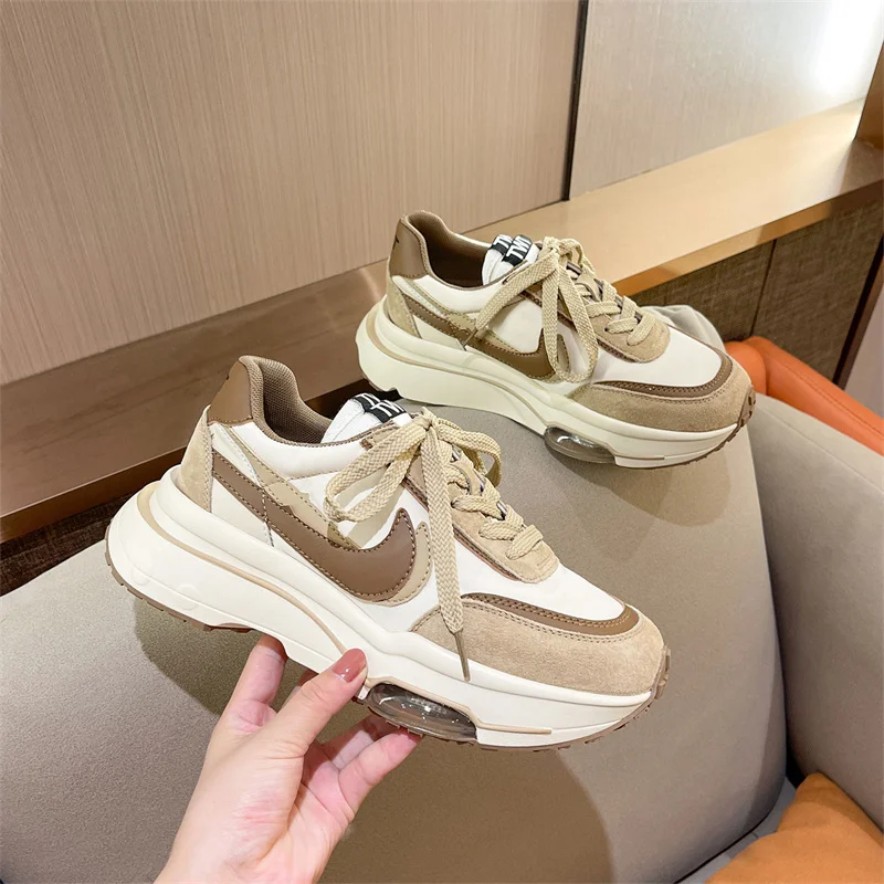 

Женские спортивные туфли на толстой подошве, стильные мягкие повседневные туфли на плоской подошве в стиле ретро, лето 2021