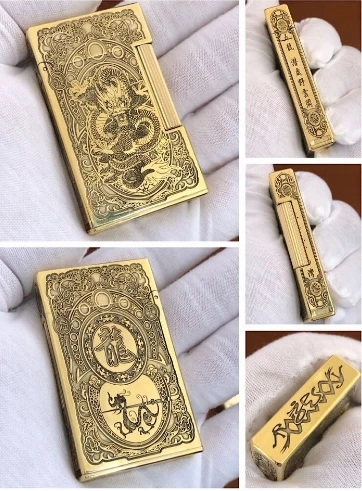 4 THZ11watch video side pulley 6style dragon Apocalypse soldiers Kerosene retro vintage brass Side slip lighter - Цвет: 4