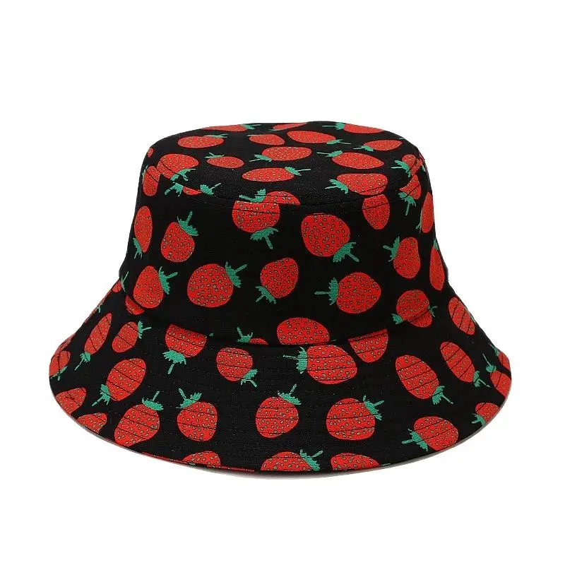 

Men's Fashion Panama 2021 Fashion Summer Women's Bucket Hat Fruit Print Hats for Women Luxury Designer Brand