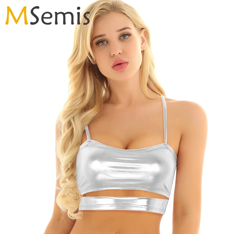 Женская одежда для танца шеста блестящие металлические майки майка с вырезами