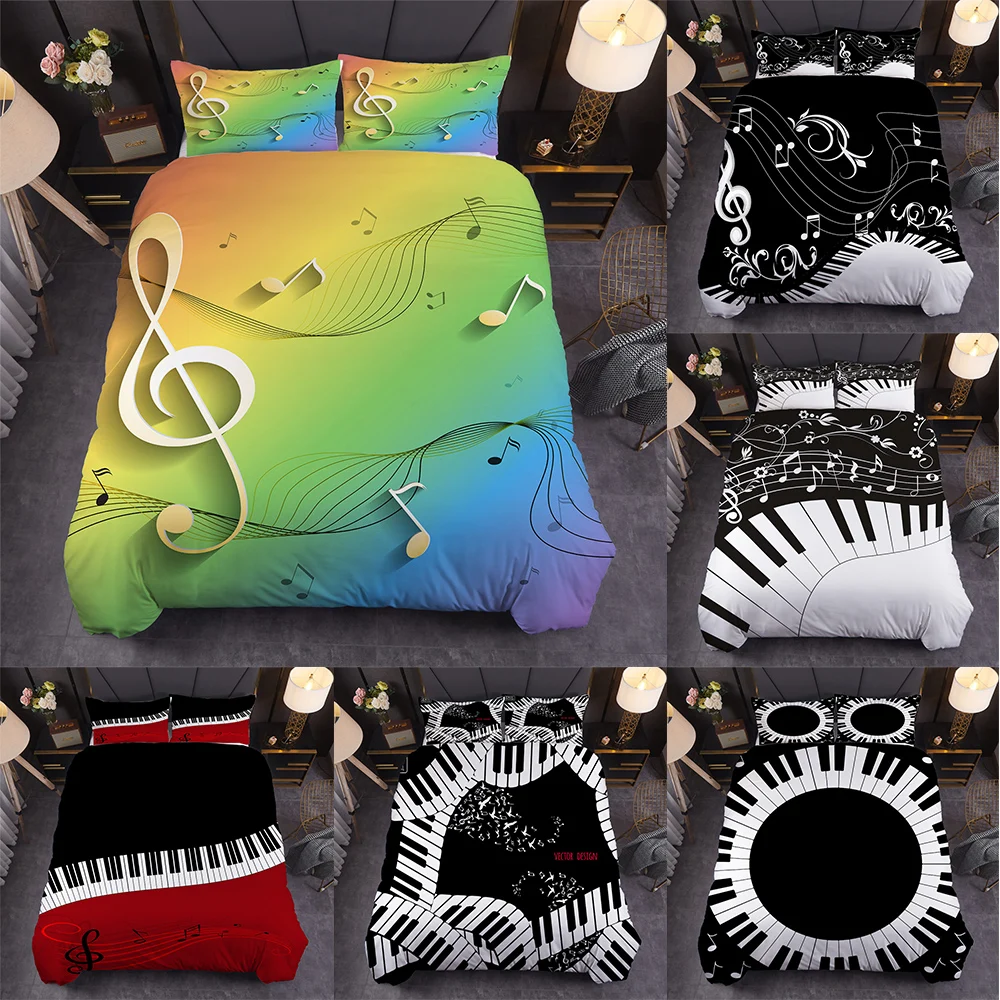 Музыкальный Комплект постельного белья с клавиатурой Пианино музыкальные ноты