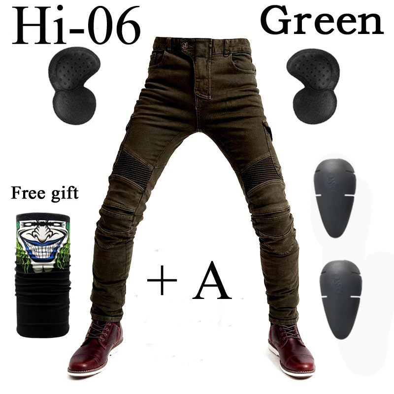 Hi-06 green A Мото rcycle джинсы Новые камуфляжные UBS-06 джинсы мужские защитные Экипировка мото брюки UBS-06 гонки - Цвет: Hi-06 green A