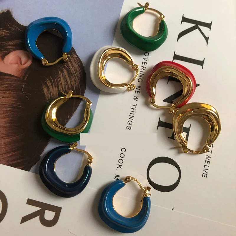 Новые многоцветные французские латунные маленькие круглые серьги rookie field |