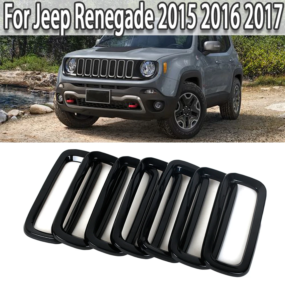 7 шт. передняя решетка для внедорожника Jeep Renegade 2015 2016 2017 ABS Black |