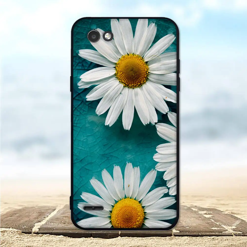 Чехол для LG Q6 мягкий силиконовый черный чехол из ТПУ Alpha M700/ Plus X600 милый с 3D цветами