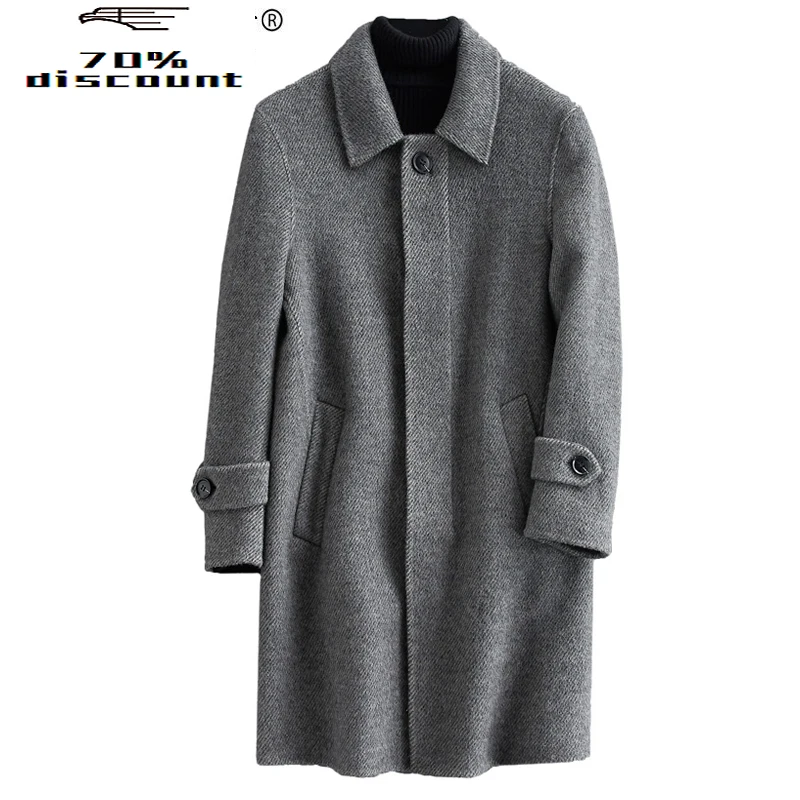 

Real Wool Coat Autumn Winter Jacket Men Double-side Woolen Coat Streetwear Mens Jackets and Coats Abrigo XCH29023 MY2432