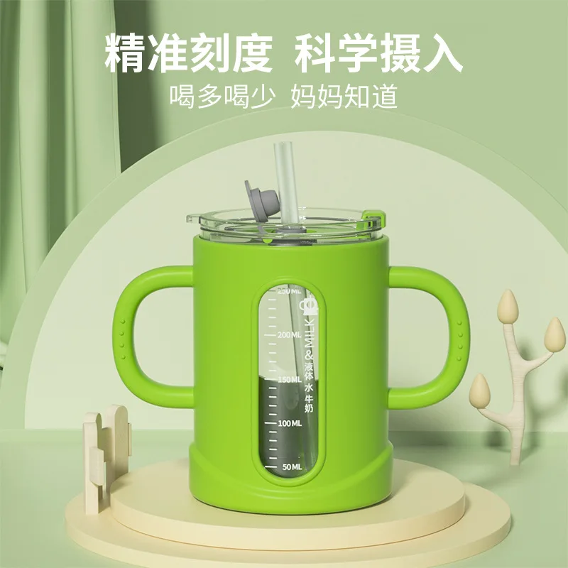 Детская стеклянная Бытовая чашка для молока со шкалой термостойкая стандартная