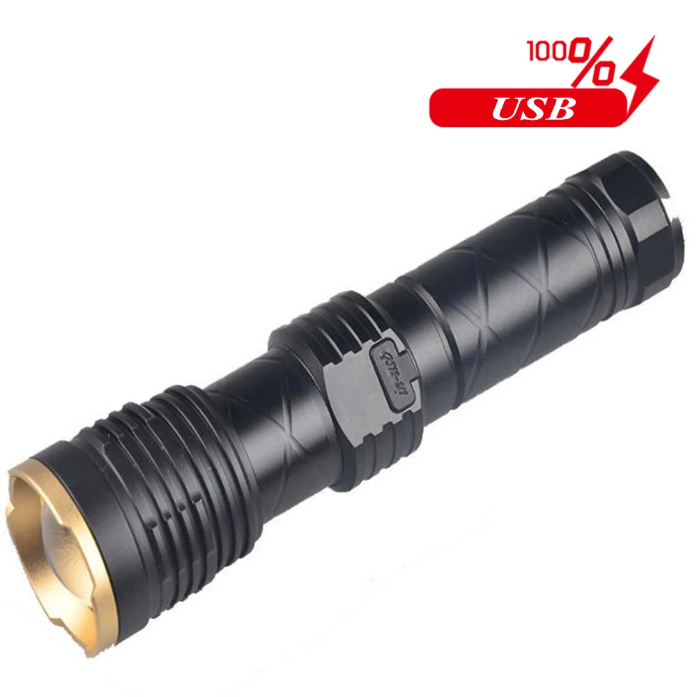

Fast Shipping P50 Lamp Powerful Torch USB Rechargeable Lantern for Camping Hunting Safety Waterproof By 26650 Battery