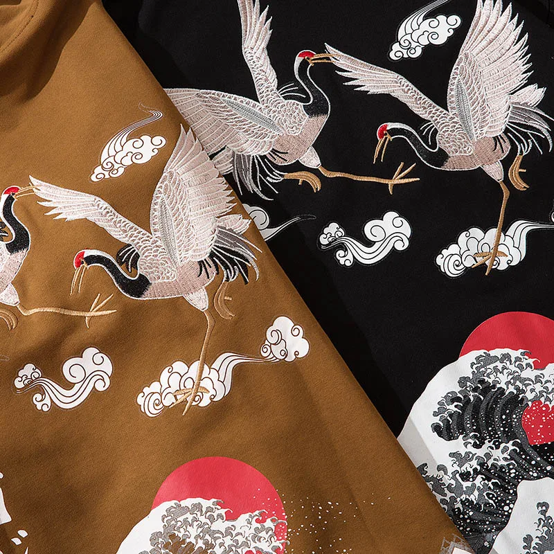 Хип хоп толстовка с капюшоном для мужчин 2019 уличная Harajuku японские иероглифы кран