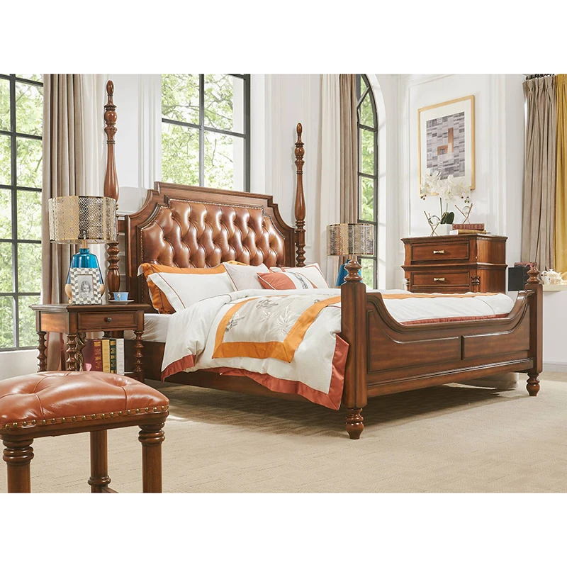 Yellow leather bed Малайзия 1,8 м двуспальная кровать с кожаной отделкой и 1,5 м односпальная кожаная кровать с синим и желтым цветом WA606 - Цвет: Yellow leather bed