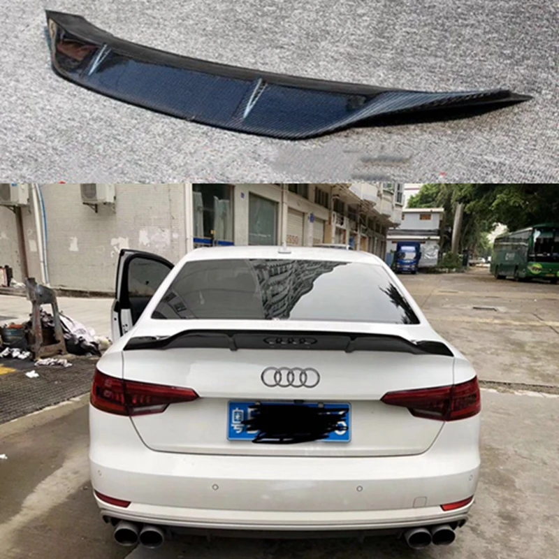 Черный спойлер для заднего багажника из углеродного волокна стиль R Audi A4 B8 B8.5 B9 2009