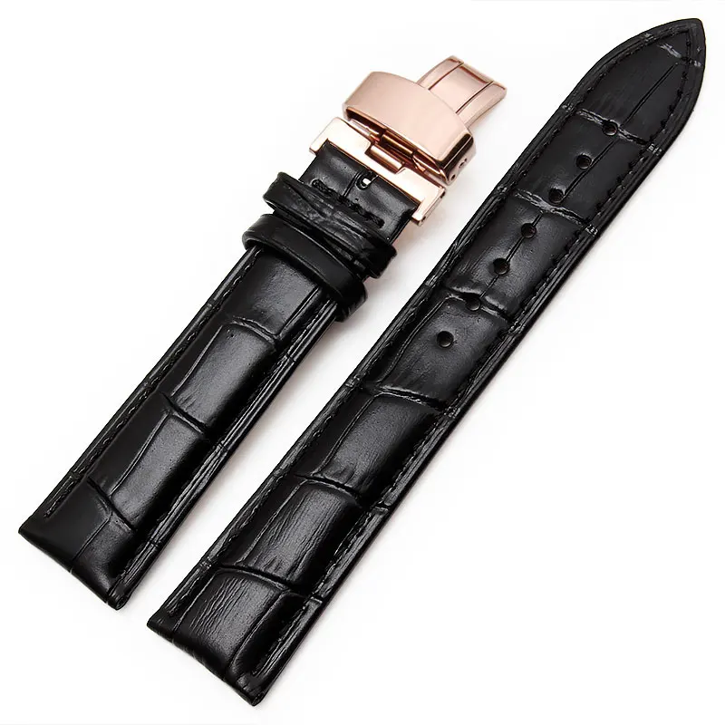 

Leather Watchbands 12-24mm Universal Watch Butterfly buckle Band Steel Buckle Strap Wrist Belt Bracelet + Tool