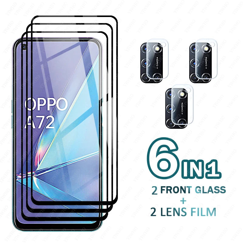 

tempered glass on For oppo a72 Screen Protectors Protective Glass for oppo a 72 72a 6.5" CPH2067 Camera lens Phone safety Film