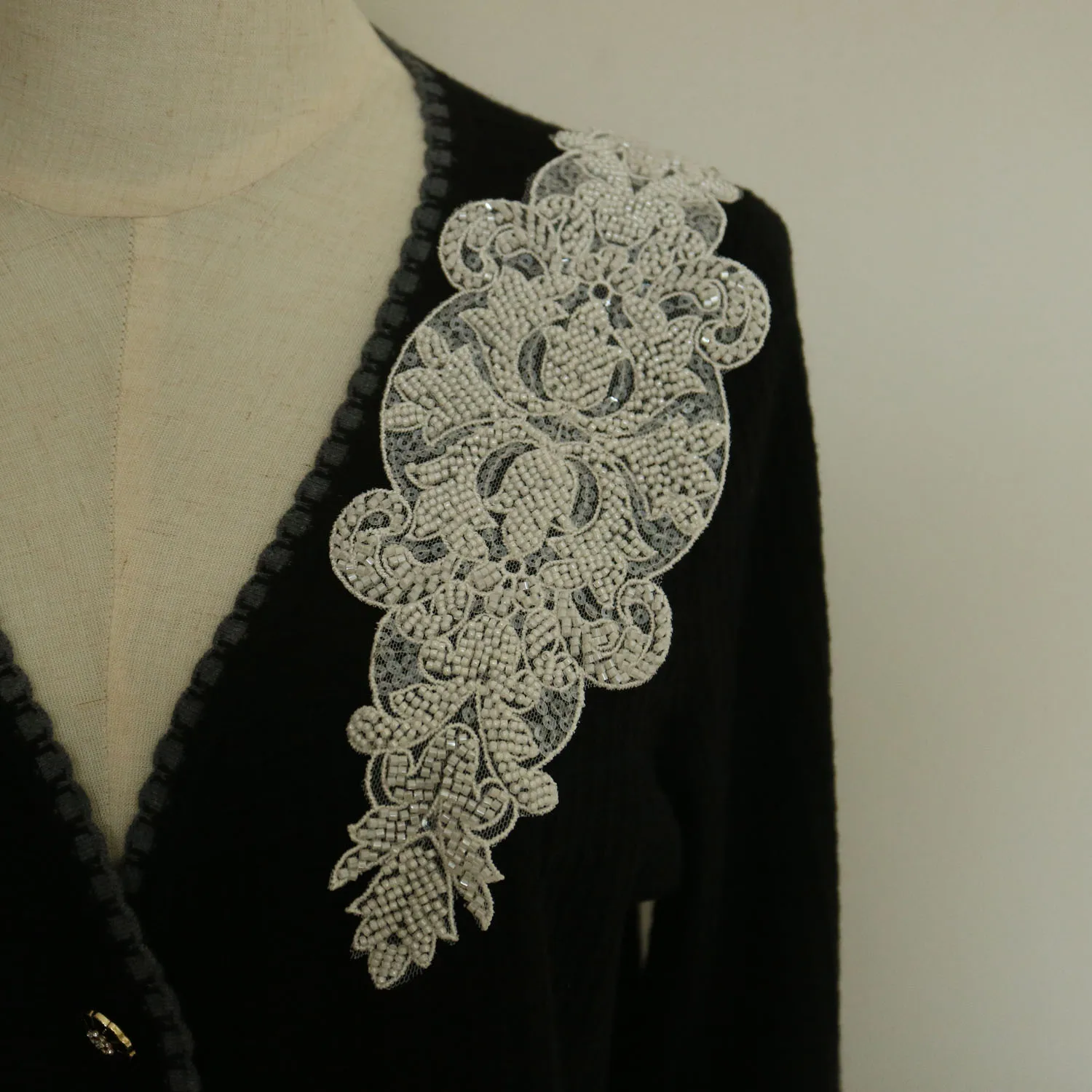 Роскошная Цветочная вышивка из бисера Кружевная аппликация для свадебных