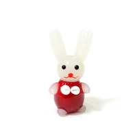 custom wholesale colorful mini cartoon animal craft ornaments japan style art cute glass rabbit figurine kids room kawaii decor