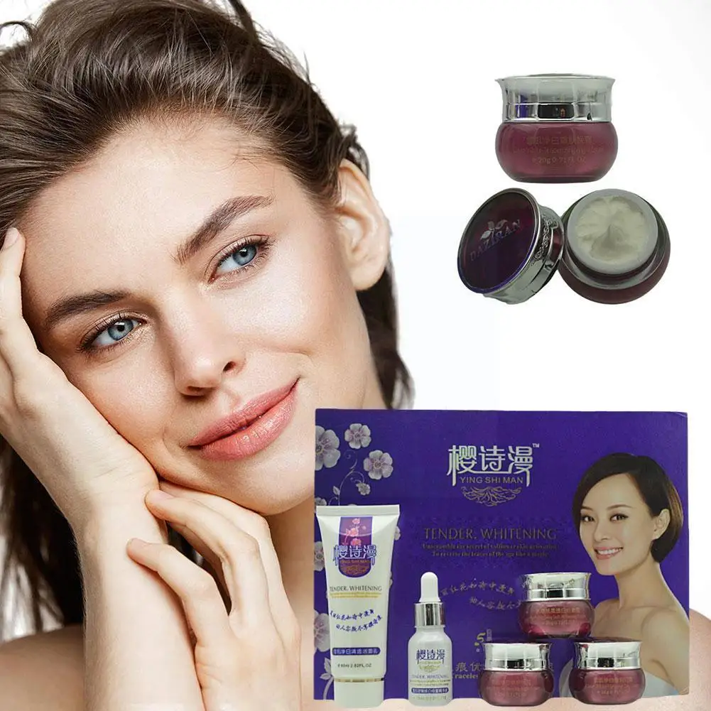 

YING SHI MAN 5 Pcs Face Skin Care Set Repair Whitening Freckle Remove Nursing Moisturizing L7U6