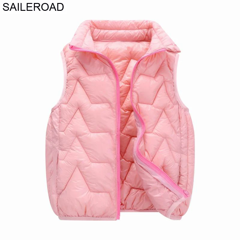 SAILEROAD 5-13лет Подростки Жилеты для мальчиков Большой детский жилет Повседневная одежда для девочек Осень Зима Теплая Перейти в школу Одежда - Цвет: Y8905 pink