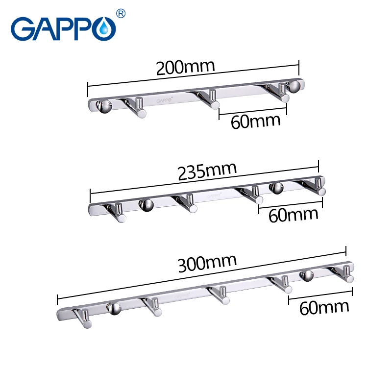 

GAPPO 1 set clothes hook Modern Bathroom accessories 3 Hooks Wall mount zircalloy Towel Holder hook restroom Tower Hooks GA202-3