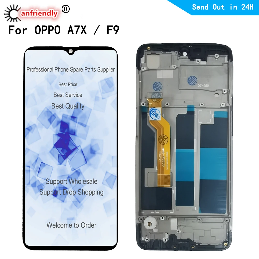 Pantalla lcd para OPPO F9, A7X, CPH1823, CPH1881, CPH1825, PBBM00, PBBT00, digitalizador de pantalla t&aacute;ctil con montaje de Marco-0