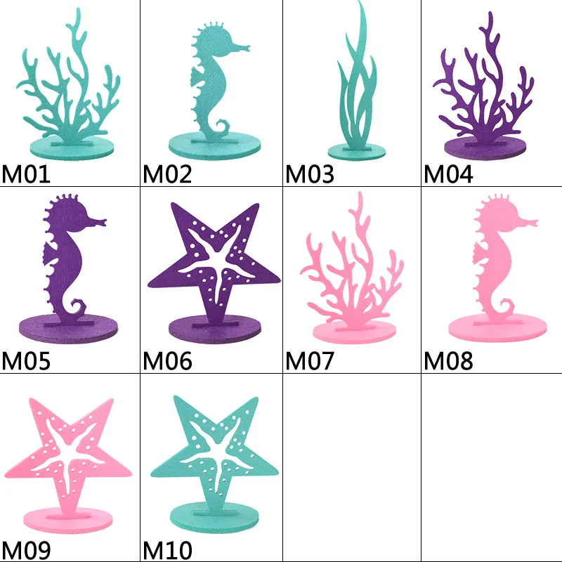 

2PCS Felt Coral Hippocampus Stars Articles DIY Crafts Under The Sea Mermaid Party Tabletop Decorations Birthday Table Display