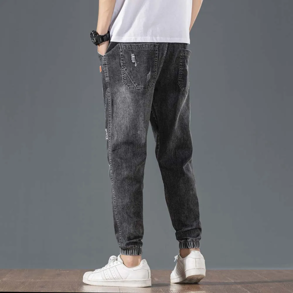 

Fashion Skinny Side Stripe Denim Jean Hip Hop Ripped Pants For Men